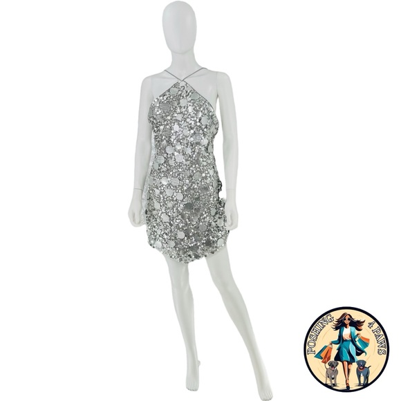 Lovers and Friends Silver Quinn Embellished Party Cocktail Mini Dress Size XL - Picture 4 of 11